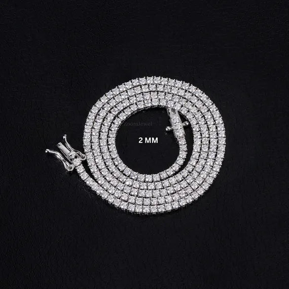 Moissanite Reinvented Tennis Chain Necklace – Iced Out on All Sides