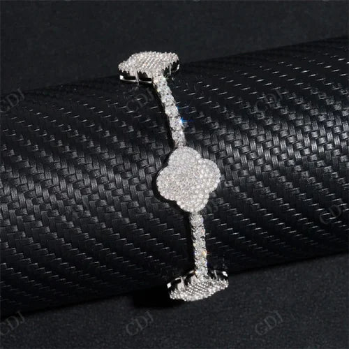 Moissanite Large Clover Tennis Bracelet – Iced Out