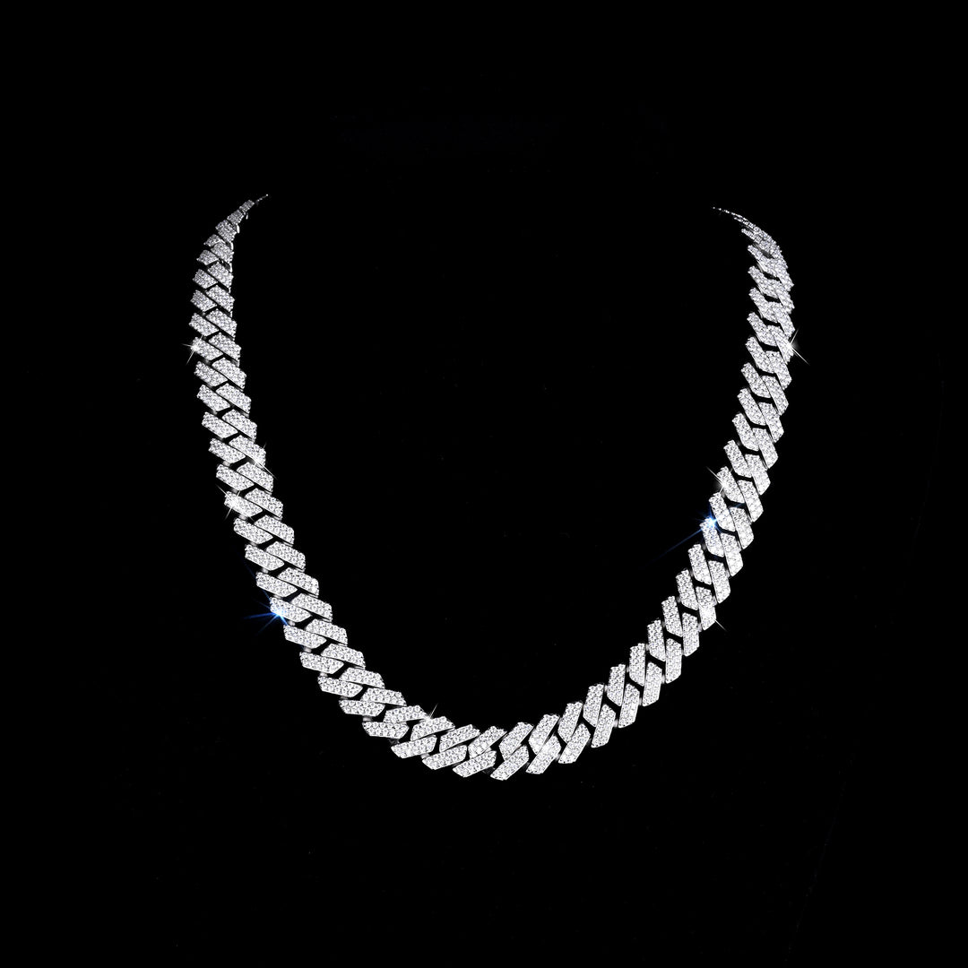Moissanite Miami Cuban Square Link Prong Bracelet – Iced Out, 925 Silver