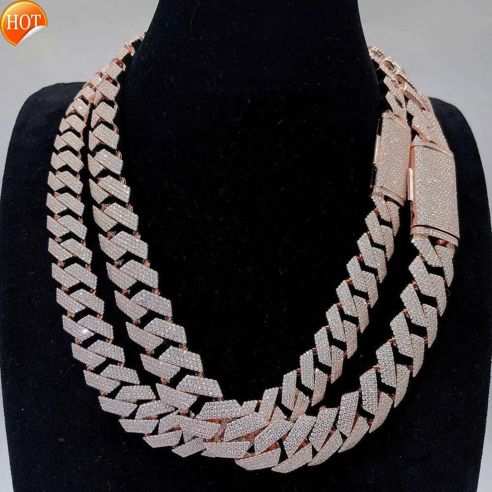 Moissanite Miami Cuban Link Prong Chain Necklace – Iced Out (14k Gold Vermeil & 925 Silver)
