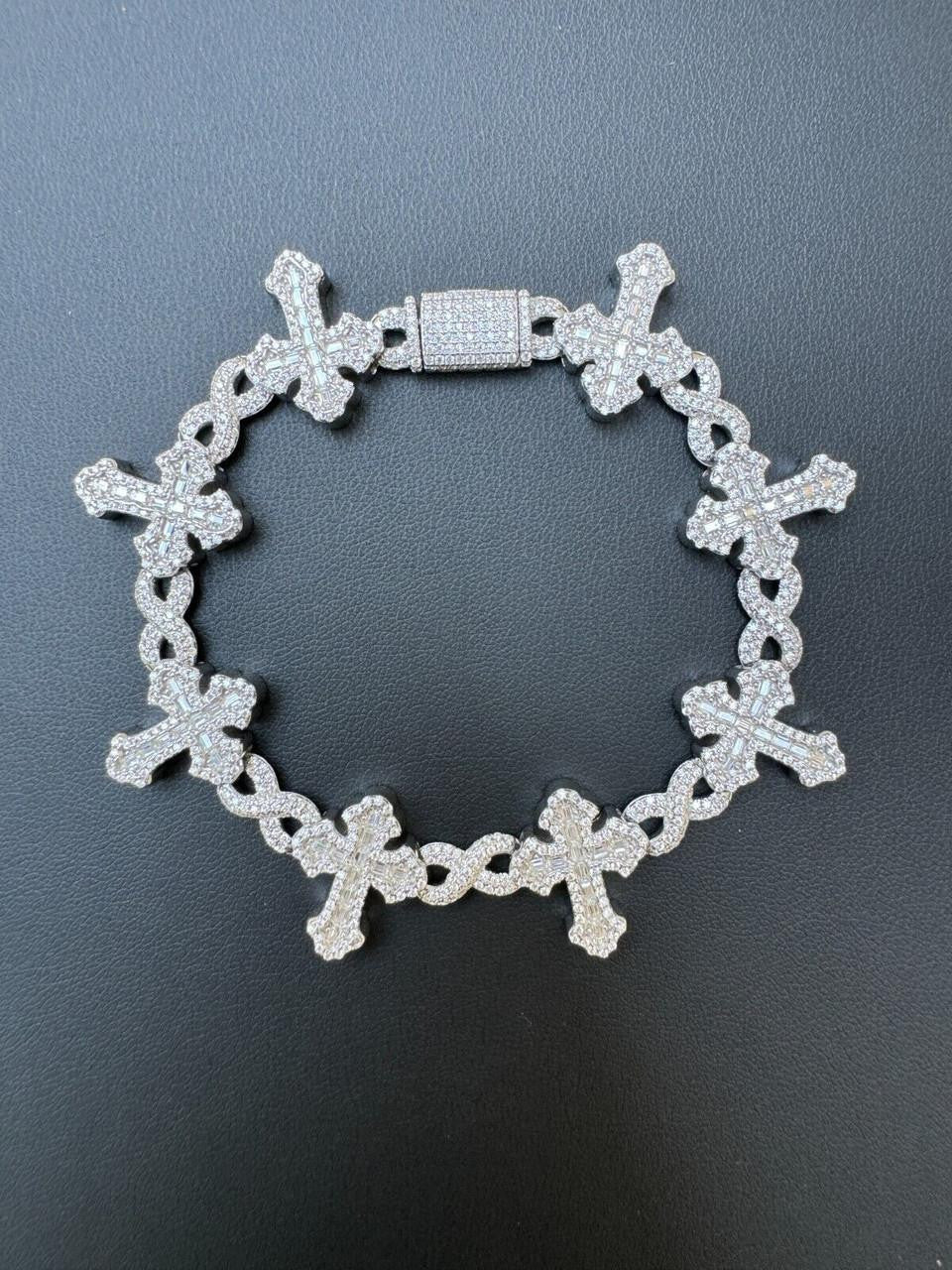Moissanite Eternity Gothic Cross Link Bracelet – Iced Out