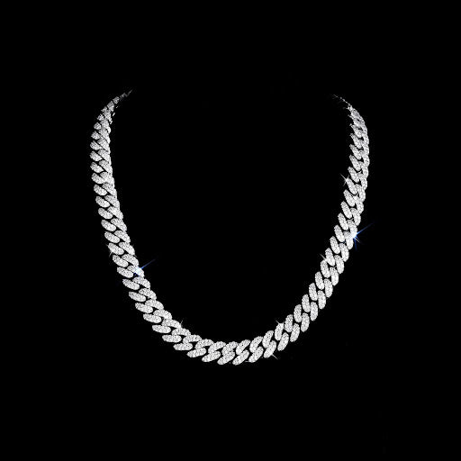 3D Miami Cuban Link Prong Chain Necklace – Iced Out – TheFrozenAssets