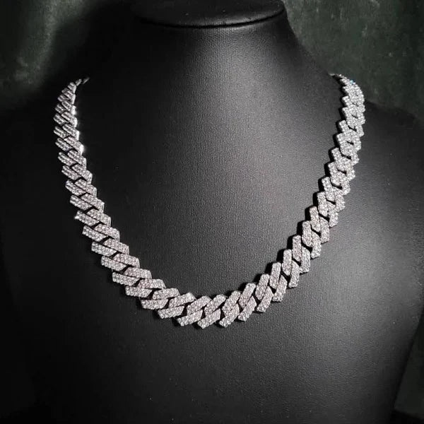 Moissanite Miami Cuban Link Mossaic Setting Chain Necklace – Iced Out