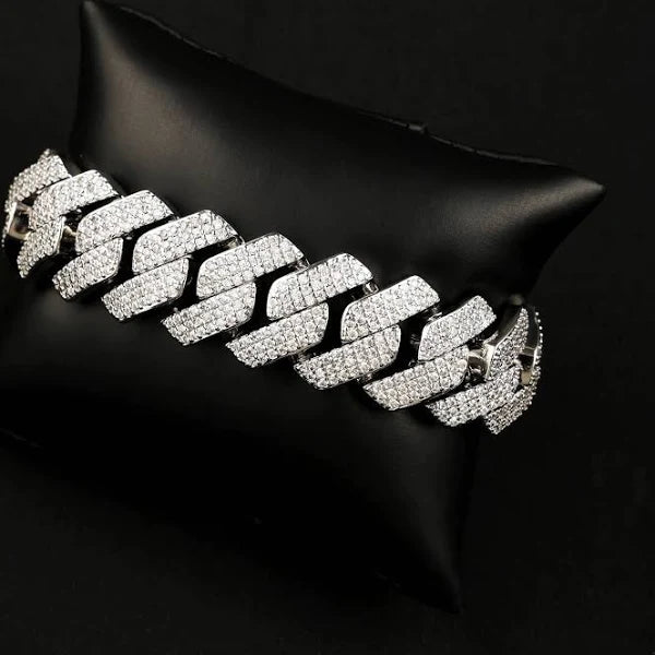 Moissanite Flat Miami Cuban Link Bracelet – Iced Out
