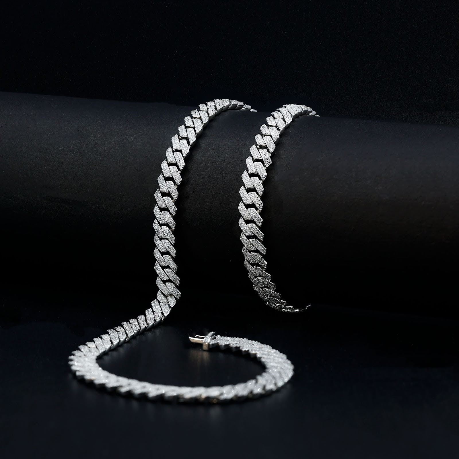 Moissanite Classic Monaco Cuban Necklace Chain – Iced Out (925 Silver, 14mm)