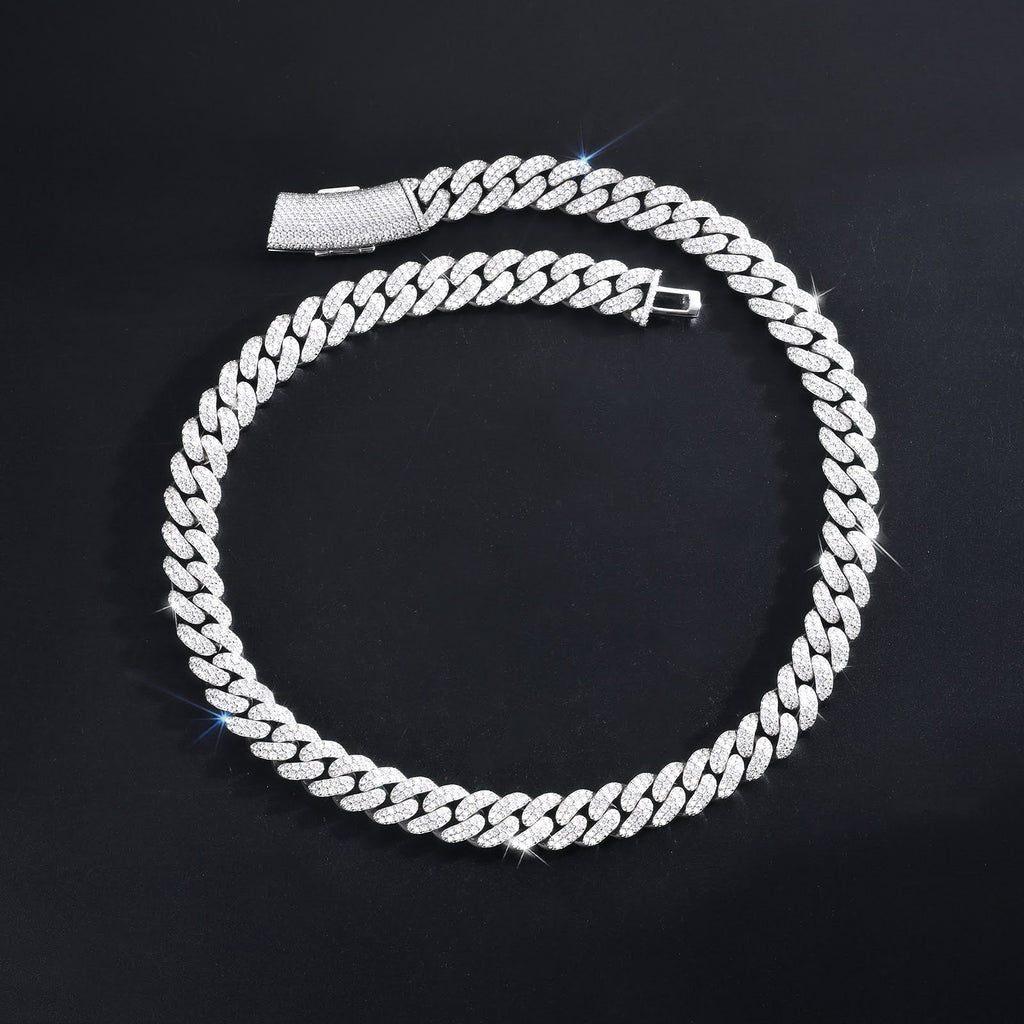 Moissanite Miami Cuban Link Mossaic Setting Chain Necklace – Iced Out