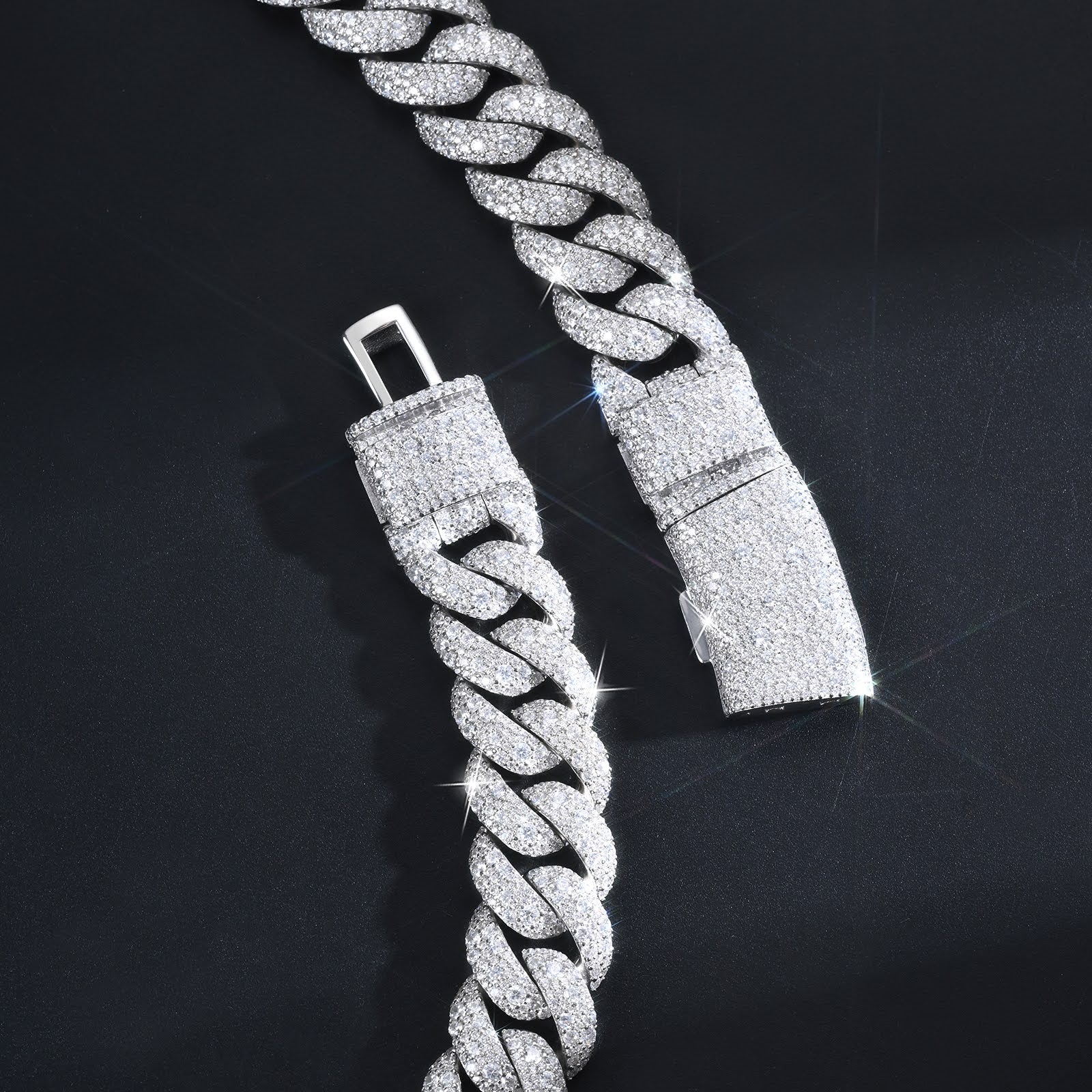 Moissanite Miami Cuban Link Mossaic Setting Chain Necklace – Iced Out