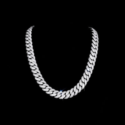 Moissanite Miami Cuban Link Mossaic Setting Chain Necklace – Iced Out